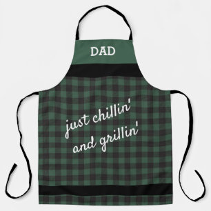 Tablier Papa - Chillin' et Grillin' Green Buffalo Plaid