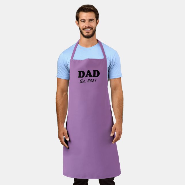 Tablier Papa Custom date établie lavande solide moderne (Porté)