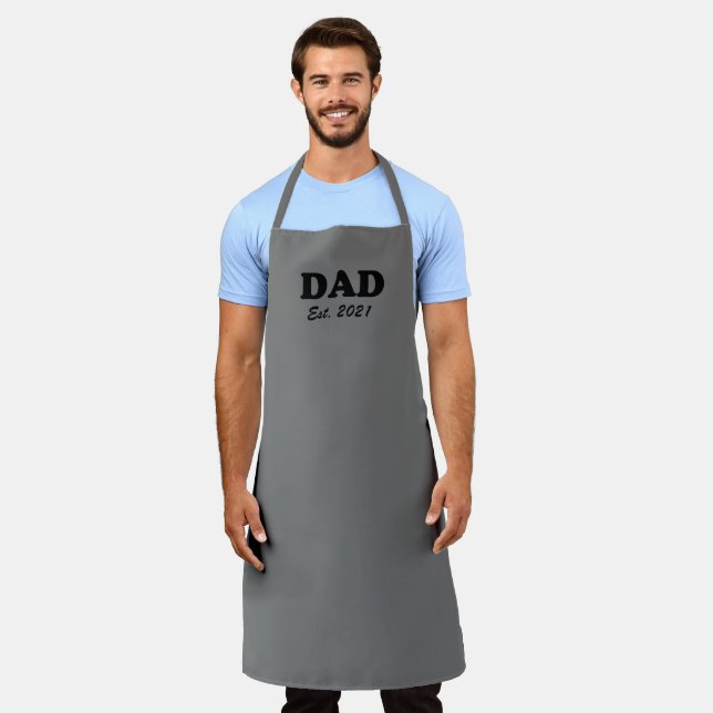 Tablier Papa Custom Est date noir gris grill barbecue Apro (Porté)