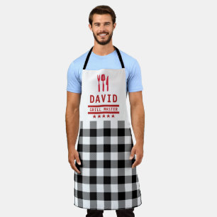 Tablier Papa Gift Grill Master BBQ Plaid Fête des pères
