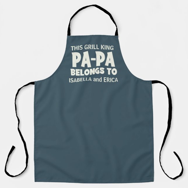 Tablier PAPA Grill King Custom Grandkids Noms BBQ (Recto)