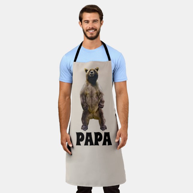 TABLIER PAPA GRIZZLY BEAR PAD FUNNY GRILLOUT APRON (Porté)