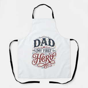 Tablier Papa Mon Premier Héros Chemise Vintage Typographie