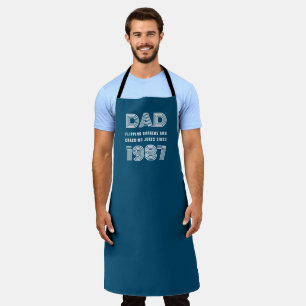 Tablier Papa Personnalisé Année Grill Master BBQ Turquoise