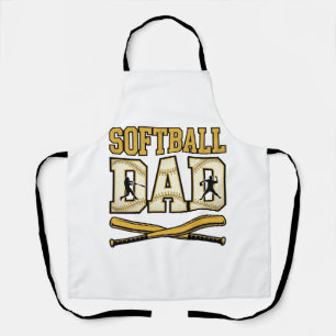 Tablier Papa Softball Gravure Vintage Batteur Graphique_1