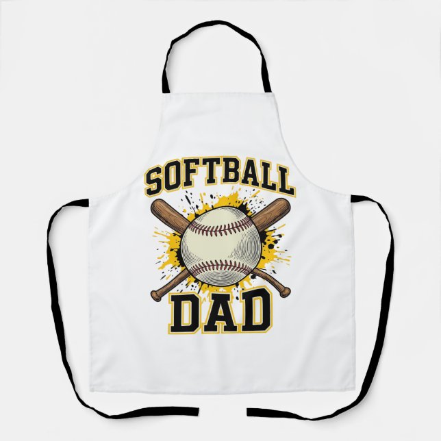 Tablier Papa Softball Vintage Varsity Dessin Bats Croisés_ (Recto)