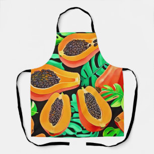 Tablier Papaye et feuilles motif frais