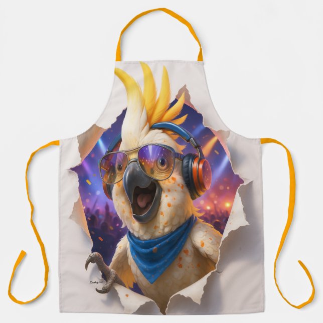Tablier Papegaai Kookschort – Kleurrijk en Muzikaal Design (Recto)