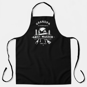 Tablier Papi Maître du Grill Noir et Blanc Chef