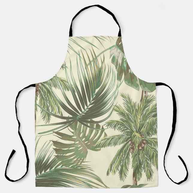 Tablier Papier peint de palmes Vintages Feuilles tropicale (Recto)