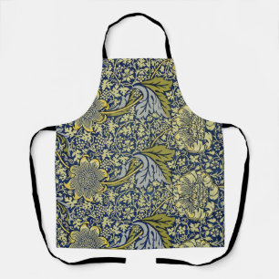 Tablier Papier Peint Floral William Morris Kennet Bleu Or