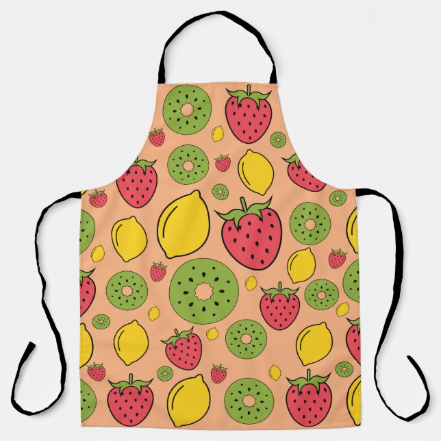 Tablier Papier peint fraise, citron et kiwi (Recto)