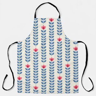 Tablier Papier peint rétro - motif floral avec sca abstrai