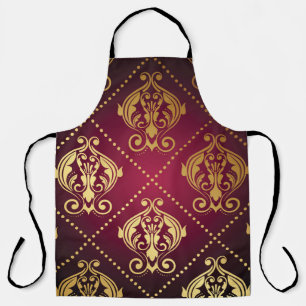 Tablier Papier peint Vintage Maroon Gold Orament