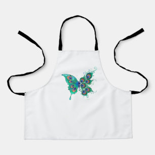 Tablier Papillon aux plumes de paon vert