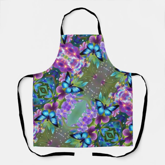Tablier Papillon bleu brillant dans Fairy Garden (Recto)