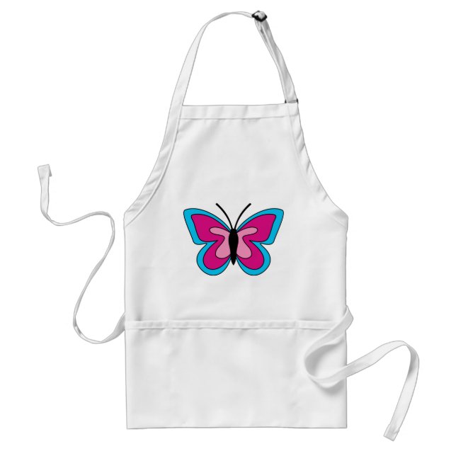 Tablier Papillon bleu magenta rose (Devant)