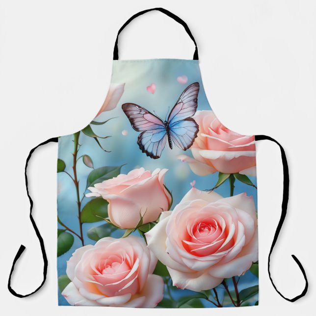 Tablier Papillon bleu rose doux (Recto)