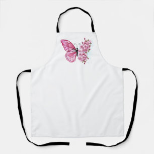 Tablier Papillon de fleurs avec Sakura rose