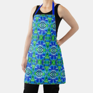 Tablier Papillon et motif de batik de médaillon en bleu