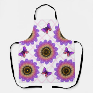 Tablier Papillon et motif de grille de fleurs Cottagecore