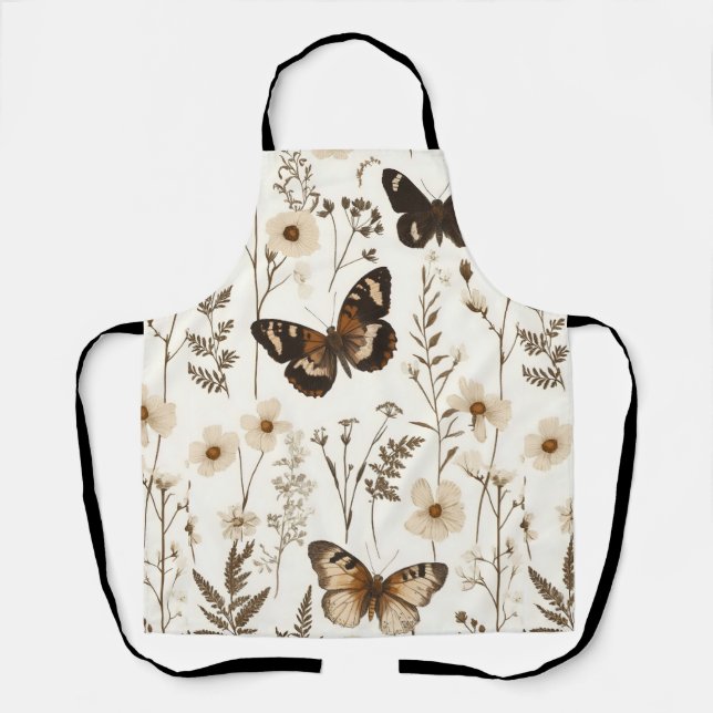 Tablier Papillon fantaisiste et motif floral (Recto)