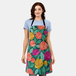 Tablier Papillon Jardin Roses Abstraites