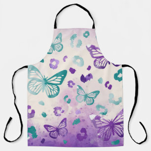 Tablier Papillon léopard gris pourpre