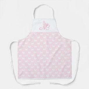 Tablier Papillon monographique rose moderne et élégant