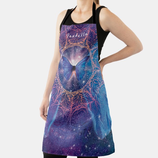 Tablier Papillon morpho / Galaxie Mandala (Insitu)