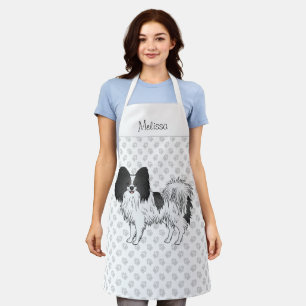 Tablier Papillon noir et blanc Chien mignon avec texte per