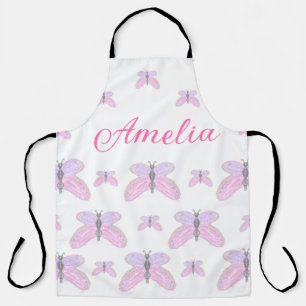 Tablier Papillon pailleté violet rose ajoutez nom texte le