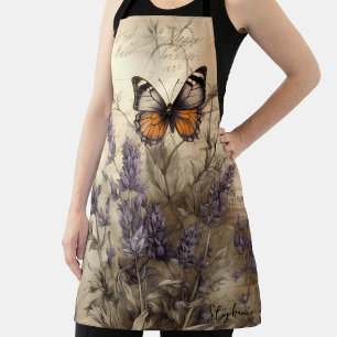 Tablier Papillon Personnalisé Design Vintage Lavande