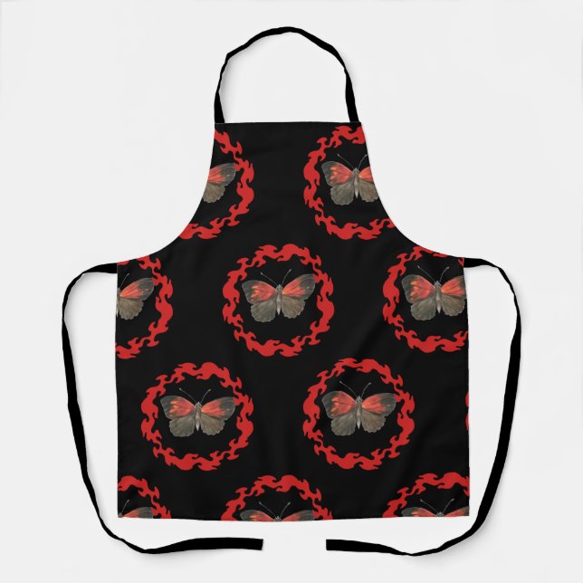 Tablier Papillon rouge dans un cercle de feu - Symbole de  (Recto)