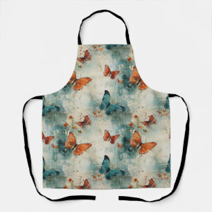 Tablier Papillon sarcelle Jardin anglais floral vintage