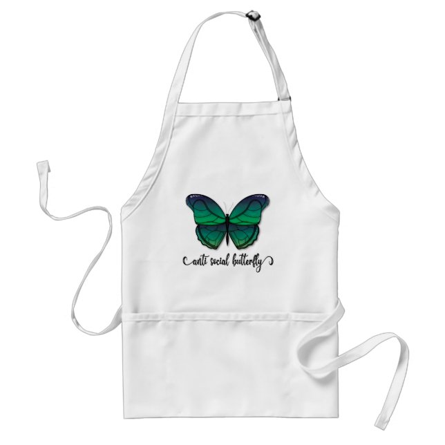 Tablier Papillon vert anti-social (Devant)