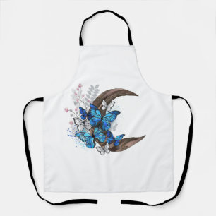 Tablier Papillons bleus sur croissant en bois