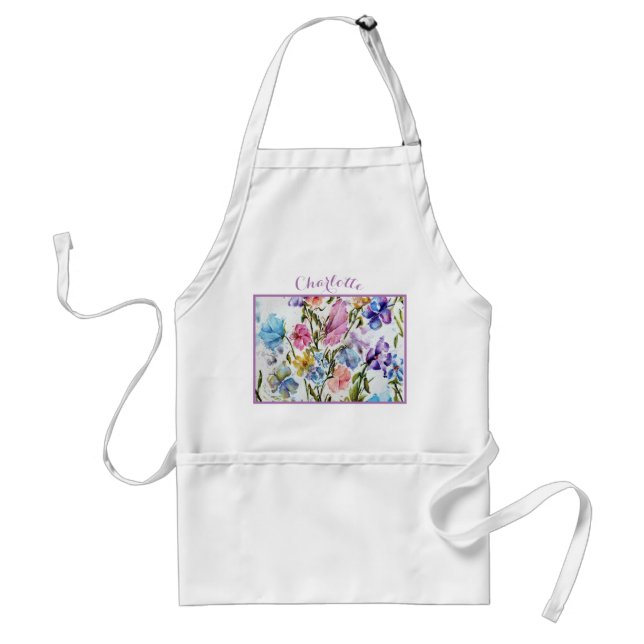 Tablier Papillons Capricieux à l'Aquarelle Monogramme (Devant)