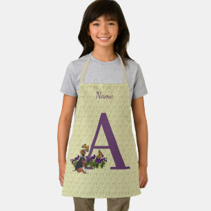 Tablier Papillons de chiot Monogramme Initiale A Personnal