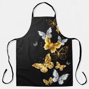 Tablier Papillons d'or et de blanc