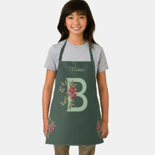 Tablier Papillons Fleur Monogramme Initiale B Personnalisé