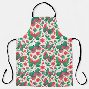 Tablier Papillons, Fleurs et Feuilles