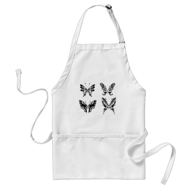 Tablier Papillons noirs et blancs (Devant)