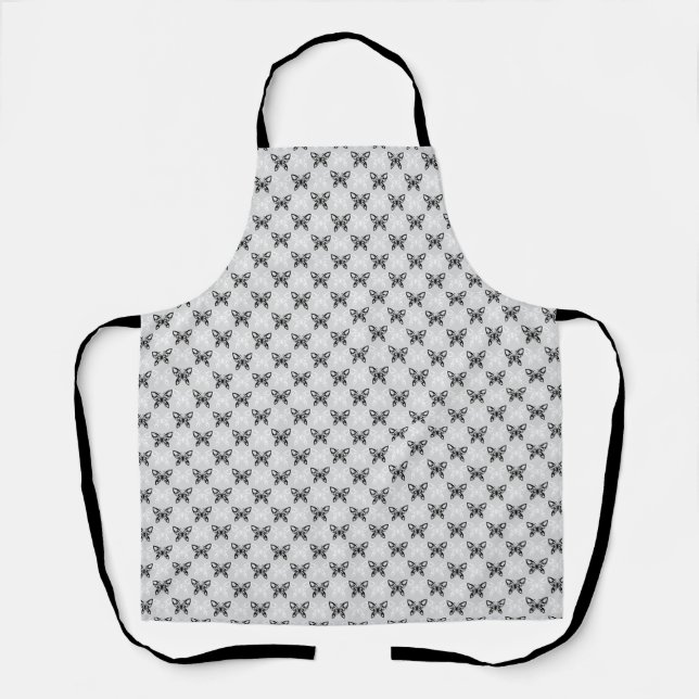Tablier Papillons noirs et blancs (Recto)