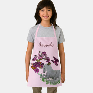 Tablier Papillons Unicorne Et Fleurs Personnalisés