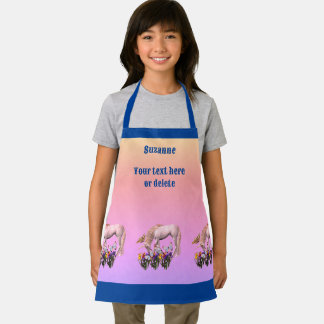 Tablier Papillons Unicorne Fleurs mignonnes Personnalisées