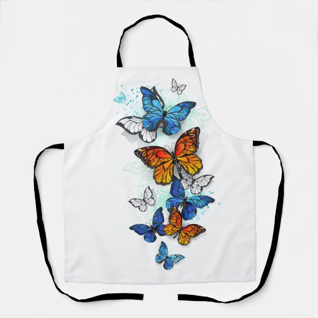 Tablier Papillons volants Morpho et Monarch (Recto)