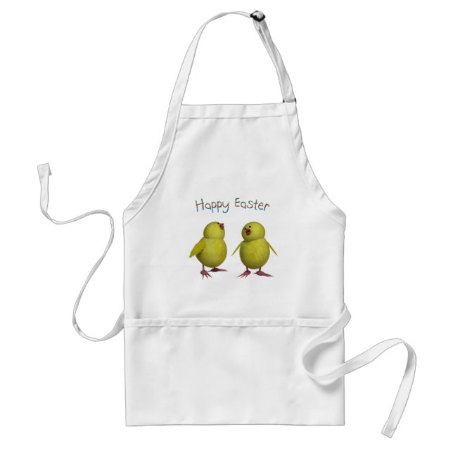 Tablier Pâques joyeuses avec deux mignonettes (Devant)
