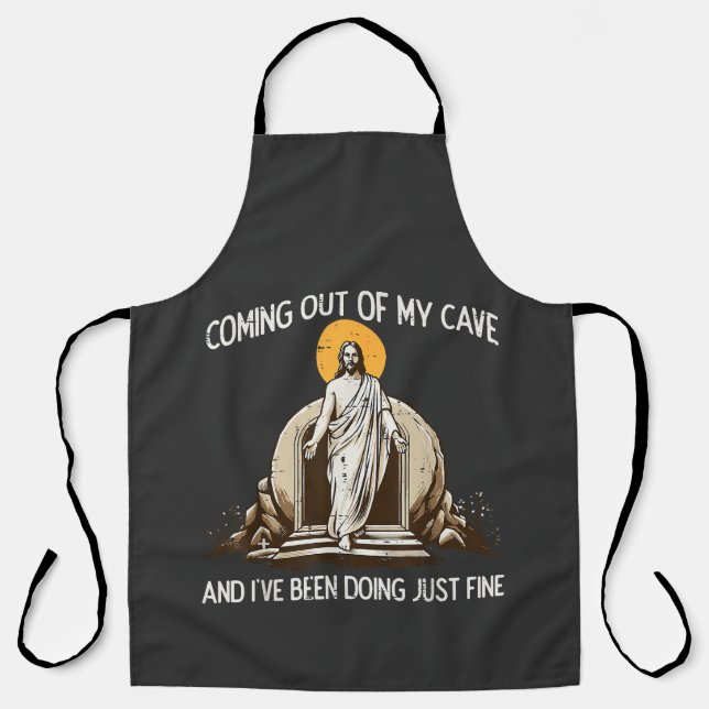 Tablier Pâques Sortant De Ma Grotte Jésus (Recto)