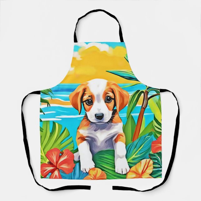 Tablier Paradis de chiot de plage vue (Recto)